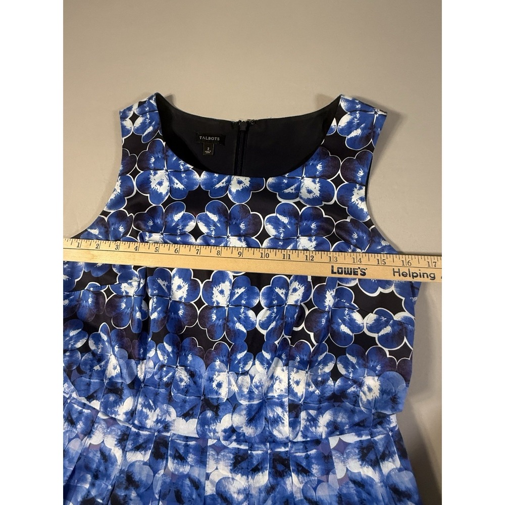 Talbots Women's Sleeveless Knee Length Blue/White Checked Dress Size 2 - Picture 4 of 12